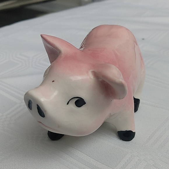 Vintage Ceramic Pig Miniature Figurine Kitchen Decor 1970s Japanese - Picture 3 of 8